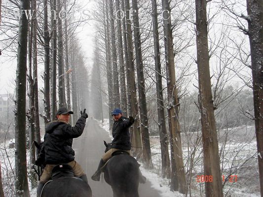 漫天大雪送老彭·······记挂老彭的马友们来看照片了！